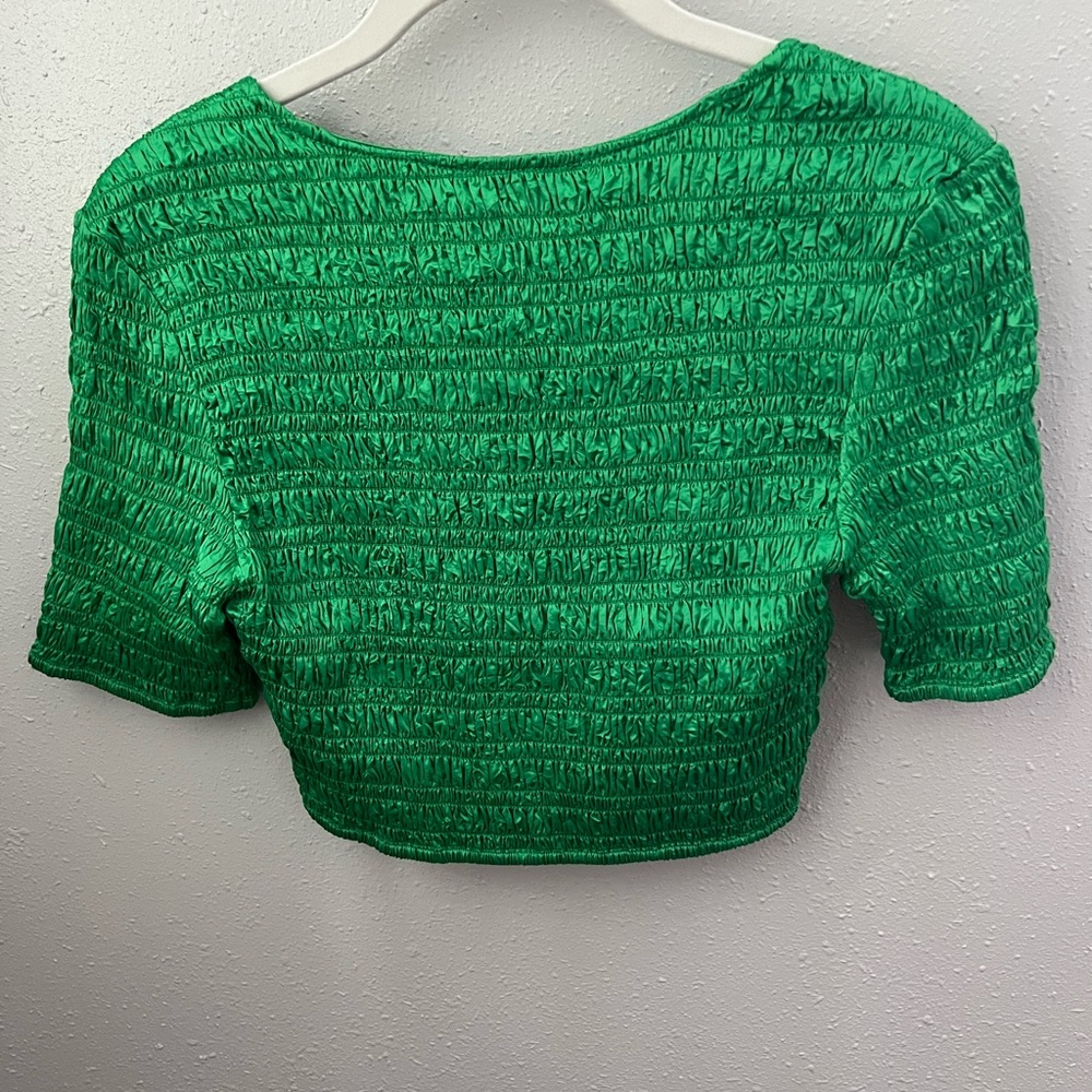 GANNI Green Ruched crop top Size 36 New - Picture 7 of 14